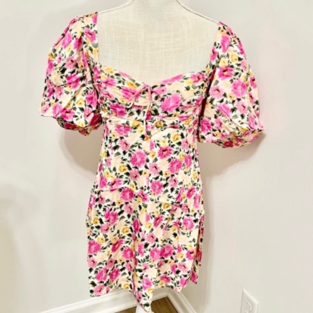 For Love & Lemons Sasha Mini Dress - Pink Floral - L - Fits like 8 - NEW